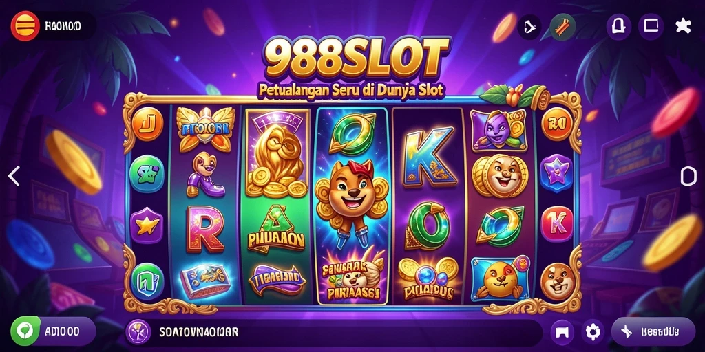 Screenshot gameplay <strong>988SLOT</strong> menunjukkan petualangan seru dan karakter menarik.