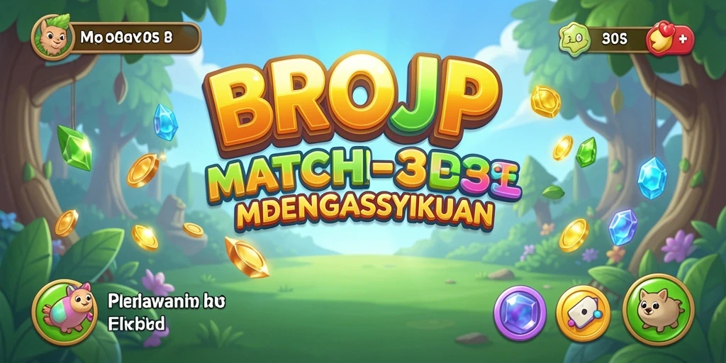 Tampilan grafis menarik dari gameplay game Match-3 BROJP.