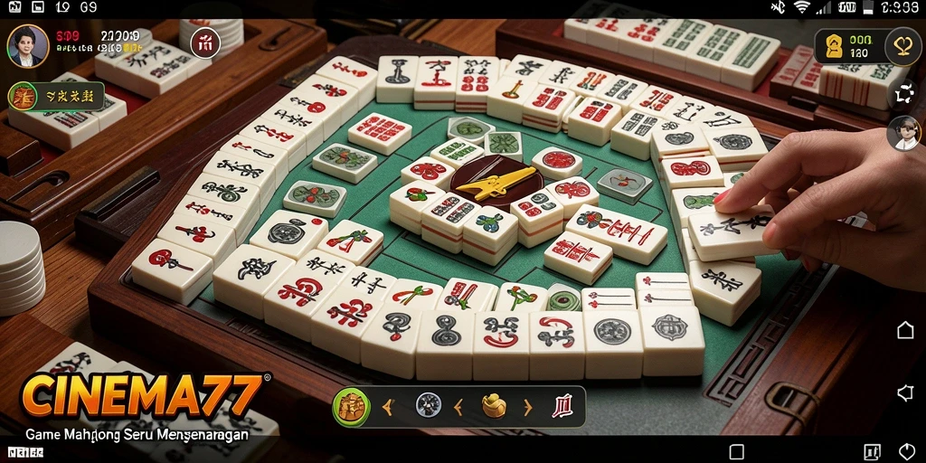 Screenshot utama CINEMA77 menampilkan gameplay Mahjong yang seru.