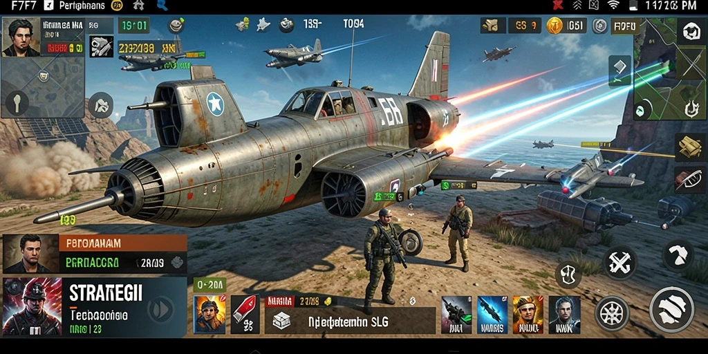 Tangkapan layar dari permainan F7F7 yang menunjukkan pertempuran epik di dunia SLG.
