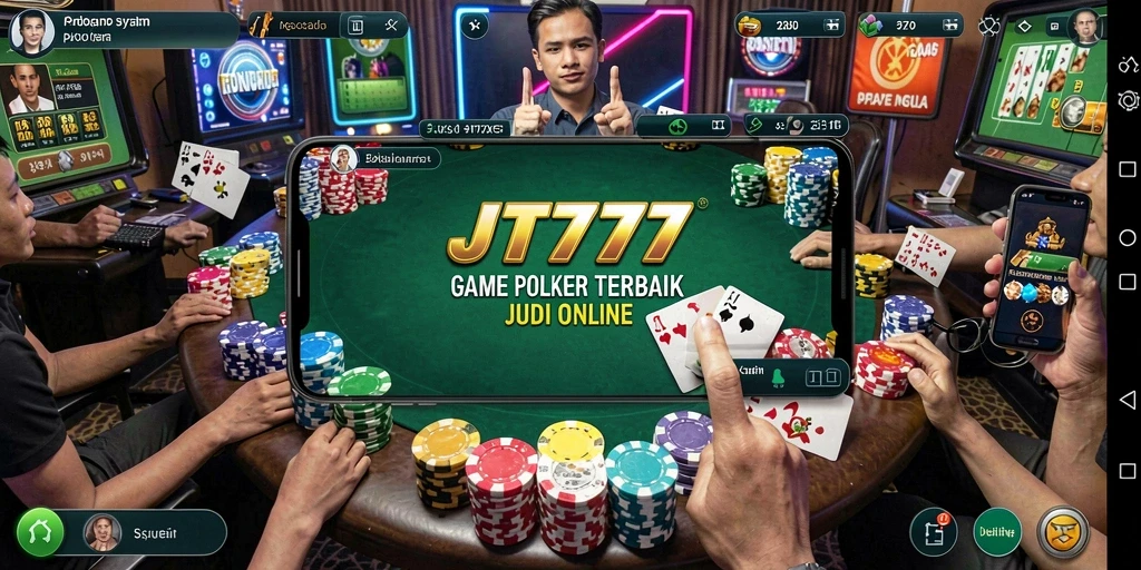 Tampilan gameplay Poker yang seru dan menarik di JT777.