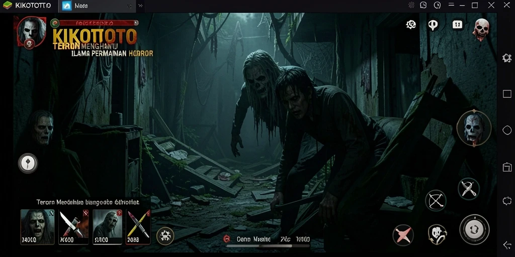 Menampilkan momen menegangkan dari gameplay KIKOTOTO yang penuh horor.