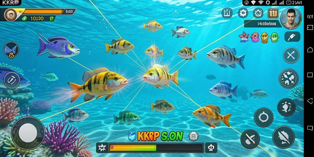 Tampilan gameplay Tembak Ikan yang menarik dan penuh warna.
