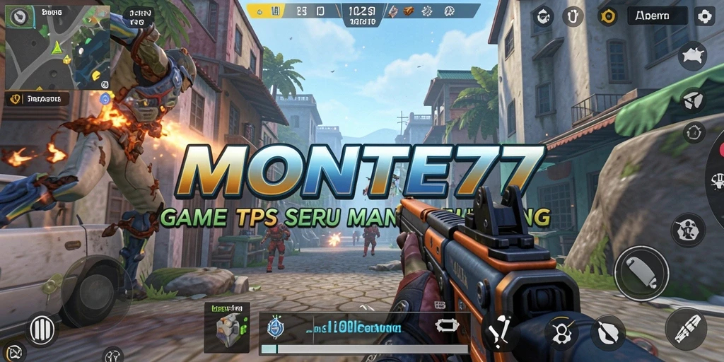 Tampilan gameplay seru MONTE77 dengan aksi TPS yang mendebarkan.
