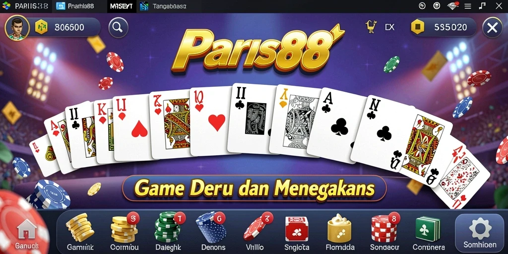 Tampilan gameplay seru dalam permainan Domino PARIS88 yang menegangkan.