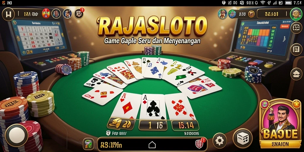 Tampilan gameplay RAJASLOTO dengan suasana Gaple yang kental.