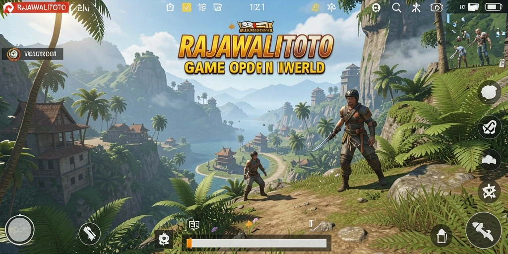 Tangkapan layar gameplay RAJAWALITOTO yang menampilkan petualangan di dunia terbuka.