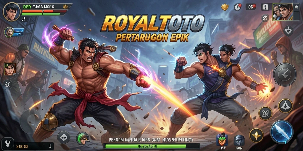 Gameplay ROYALTOTO menampilkan pertarungan yang dinamis dan seru.