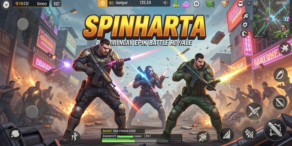 Gameplay seru dalam SPINHARTA dengan aksi Battle Royale.