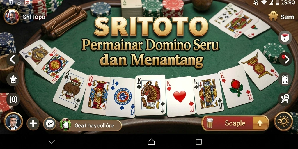 Tampilan gameplay seru dari SRITOTO saat bermain Domino.