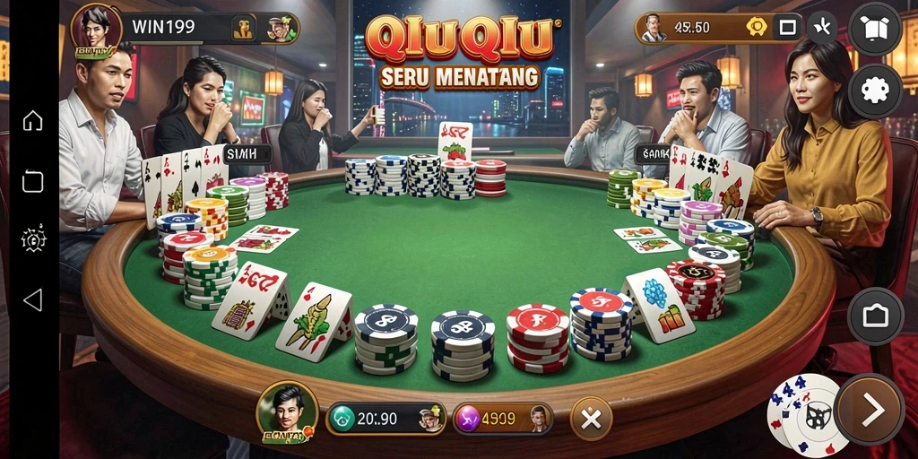 Tampilan screenshot menunjukkan gameplay QiuQiu yang mendebarkan.